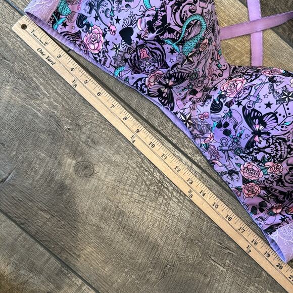 Torrid Curve Dream Wire Free Bra Everything Tattoo Purple Size 50B - Picture 5 of 8